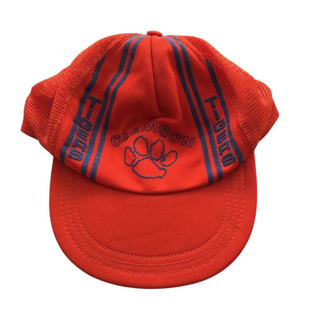 Clemson University Tigers Cap Snapback Trucker Hat Vintage 1980s Striped PAW USA